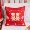 Almohada de peluche impresa por ambos lados estilo chino con forma de XI, cojín decorativo para habitación de bodas, funda de cojín para sofá de sala de estar