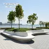 Banca integrada en forma de ola para alcorque de árbol de GRC, piedra artificial, grupo irregular de plantación de vía verde municipal, asiento UHPC para rodear árbol, personalizado