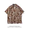Nova Camisa Floral Masculina 2025 Estilo Coreano Solta Moda Estampada Estilo Praia Gola Lapela Casual Manga Curta Comércio Exterior