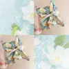 2026 Novo Estilo Lenço Quadrado Azul Estilo Coreano para Cabelo Infantil com Design Floral de Alto Padrão para Rabos de Cavalo