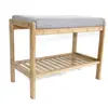 Banqueta para Cambiar Zapatos Nanzhu, Banqueta para Zapatos de Entrada con Gabinete de Zapatos Acojinado, Zapatero Moderno Simple de Madera Maciza de Doble Capa