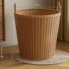 Cesta de Almacenamiento para Baño, Cesto para Ropa Sucia de Dormitorio, Cesta para Ropa Sucia Doméstica de Alto Valor Estético, Cesto para Ropa Sucia Tejido tipo Ratán para Baño