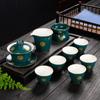 Fabricante de Juegos de Té de Cerámica al por Mayor Juego de Té Kung Fu Esmalte de Color Secundario Juego Verde Malaquita Caja de Regalo Regalo de Negocios Regalo para el Hogar