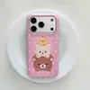 Funda de teléfono de oso con lunares de moda con cordón para Apple 17Promax/16Promax/15PM para mujer