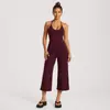 Conjunto de yoga transfronteiriço com lindo top de ioga com decote halter nas costas, conjunto de calças cropped de perna larga de cintura alta de secagem rápida para corrida e fitness para mulheres