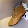 Botines retro de punta fina, botas planas, botas individuales de Primavera y Otoño para mujer, botines de cuero suave estilo británico, suela blanda con cordones, botas Martin