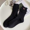 Nuevos Calcetines de Tres Capas Estilo Ballet con Volantes para Mujer Estilo Coreano Dulce Lazo Bordado Calcetines a Media Pantorrilla Primavera y Otoño