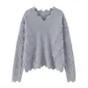 Camisa básica de malha com gola V e borda desfiada, novo suéter de cashmere 100% puro outono e inverno para mulheres, top pullover, camada externa para aquecimento
