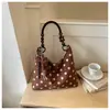 Bolso Tote Retro de Gamuza con Lunares Estilo Coreano para Mujer 2026 Nuevo Moda Diaria Gran Capacidad para Viajar Bolso de Hombro Único
