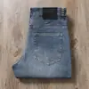 Jeans Masculino Europeu Estação Outono Grosso Cintura Média Stretch Cinza Cinza Lavado High-End Slim Corte Reto