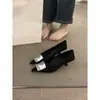 Sapatos Femininos Elegantes de Nicho High-End de Bico Fino Preto para Outono, Salto Agulha para Trabalho em Estilo Francês, Sapatos de Vovó para Noite