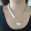 Joyería Transfronteriza Europea y Americana, Elegantes Accesorios de Cadena de Perlas para Mujer, Collar de Corazón Calado Geométrico de Doble Capa de Perlas