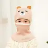 Gorro infantil, estilo Lei Feng, bufanda de una pieza de invierno, gorro de Navidad, diseño de oso lindo, gorro de punto que cubre la cara, gorro cálido con forro de vellón