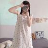 Verão Novo Estilo Bubble Girl Pijama Doce Princesa Estilo Sling Cartoon Mid-Length Nightwear Outer Wear Home Clothes