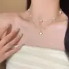 Collar en Capas de Corazón de Perla para Mujer, Estilo Francés de Verano, Lujo Ligero, Sensación de Alta Gama, Gargantilla Delicada, Temperamento Suave, Cadena de Clavícula de Moda