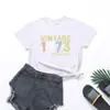 Comércio Exterior Europeu e Americano novo feminino Vintage 1973 Peças Originais estampa de letras coloridas Camiseta para mulheres