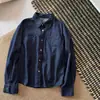 Otoño/Invierno 2026 Nuevo Estilo Coreano Moda Solapa Manga Larga Camisa de Mezclilla Mujer Suelta Adelgazante Versátil Top Retro