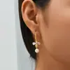 Brincos de Novo Estilo para Mulheres, Brincos de Pérola Simples e Versáteis Coreanos, Brincos de Zircônia de Laço de Alto Padrão Atacado
