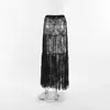 Falda Negra Sexy de Encaje Transparente de Cintura Alta para Mujer, Moda Europea y Americana Verano 2026 Falda Larga de Malla