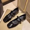Zapatos de mujer de talla grande 35-44 43 nuevos zapatos Mary Jane 42 retro de punta cuadrada plisados con falda zapatos de una sola capa 41