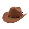 Sombrero de Copa de Lana Occidental Transfronterizo para Hombres y Mujeres, Sombrero de Copa de una Sola Línea, Sombrero Jazz, Sombrero de Vaquero, Sombrero de Copa de Ala Ancha Yzd132