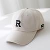 Gorra de béisbol de algodón estilo japonés con visera grande y sencilla con letra R para mujer, primavera y verano, estilo coreano, moderna gorra de béisbol de calle para hombre.