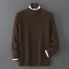 Suéter 100% lana pura para hombre, cuello medio alto, jersey holgado grueso, nuevo estilo otoño e invierno 2025, suéter casual, capa base tejida