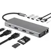Base de expansión tipo C a HDMI, conmutador de computadora, consola de juegos, puerto USB a red de 100 m, estación de acoplamiento ocho en uno