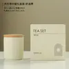 Bote de cerámica color crema para té, tarro de almacenamiento de té portátil hecho a medida, bote de té sellado