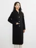 Abrigo de cachemira de doble cara de longitud media para mujer de otoño e invierno, gabardina de lana de alta gama hasta la rodilla con cuello de solapa
