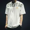 Verão Puro Algodão Curto-manga T-shirt Dos Homens Solto Na Moda Marca Ins plus size Meia-manga Na Moda Branco Impresso T-shirt Na Moda