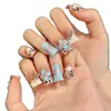 [Samba Apaixonado] Unhas Postiças Wearable Florais Esculpidas e Pintadas Estilo Europeu e Americano Bico Curto Estéreo para Unhas Atacado Produtos Acabados
