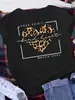 Camiseta Blanca de Manga Corta con Cuello Redondo y Letra 'Brave Soul L' Estilo Retro Americano Amor Talla Grande Suelta Top Casual para Mujer