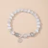 Pulsera de Plata con Piedra Ojo de Gato y Piedra Lunar Gris Natural, Diseño de Nicho con Sensación de Alta Gama, Producto Terminado, Pulsera de Perlas de Lujo Ligero