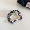 Diadema de Perlas con Borde de Cuadros Blanco y Negro Estilo Retro Coreano Cuerda para el Cabello Básica Versátil para Recoger el Pelo Bolas Accesorios para el Cabello