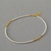 Japonês e coreano moda simples elegante pequeno pérola latão banhado a ouro cadeia de costura curto elegante comutador colar clavícula cadeia