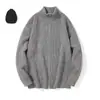 Jaqueta de Tricô com Zíper Cardigan para Homem 2025 Outono e Inverno Novo Estilo Preguiçoso Engrossado Casual Solta Gola Alta Tricô para Homem