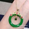 Mayorista Fabricante Calcedonia Verde Hielo Colgante Hebilla de Seguridad Ágata Jade Jade Color Donut Anillo de Seguridad Collar