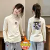 Camiseta Interior de Polar para Niña con Cuello Medio 2026 Otoño/Invierno Nueva Prenda Superior Infantil Niña Pequeña con Volantes Manga Larga Ropa Interior