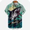Comércio exterior 2024 estampa legal fofa de tubarão com impressão 3D camisa masculina casual de rua masculina
