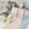 Chiffon com gradiente em aquarela de padrão sutil unilateral com embalagem floral Laço DIY para acessório de cabelo Estampa em aquarela Fita de caixa de presente