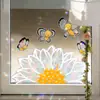 Adesivos de Janela Coloridos Eletrostáticos Transfronteiriços Estilo Girassol Flor de Cerejeira Abelha Absorção Eletrostática Doméstica Adesivos de Janela Impermeáveis Proteção Solar