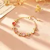 Pulsera popular de circonita colorida con baño de oro real sobre cobre, estilo minimalista de cruz, moderna, única, exquisita, joyería versátil al por mayor