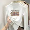 Camiseta base de doble cara con forro polar para niñas, manga larga para otoño e invierno con cuello medio alto, cálida y adecuada para usar en capas