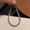 Nuevo brazalete de malla circular trenzada con circonita de diseño único, moderno y versátil para uso diario, accesorio para mujer