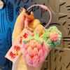 Llavero de fruta tejida a crochet de felpa creativo Baya preocupada llavero de llave de coche Caqui colgante para mochila escolar de estudiante venta al por mayor