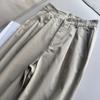 Pantalones casuales de pierna ancha y cintura alta para mujer, de tela de sarga de algodón de alta calidad y alta calidad, de primavera y verano, para mujer