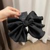 Coreano Importado High-end Estilo Francês Chanel Preto Bow Top Clip Spring Clip Back Head Hairpin Acessórios de Cabelo para Mulheres