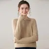 Venta al por mayor de fábrica Suéter versátil de punto de cachemira para mujer, cuello polo, cremallera, holgado, jersey