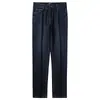 Jeans de Pierna Recta de Moda para Hombre, Gruesos de Alta Gama, Lujo Europeo, Otoño e Invierno, Azul Oscuro, Suaves, Cintura Media-Alta, Elásticos